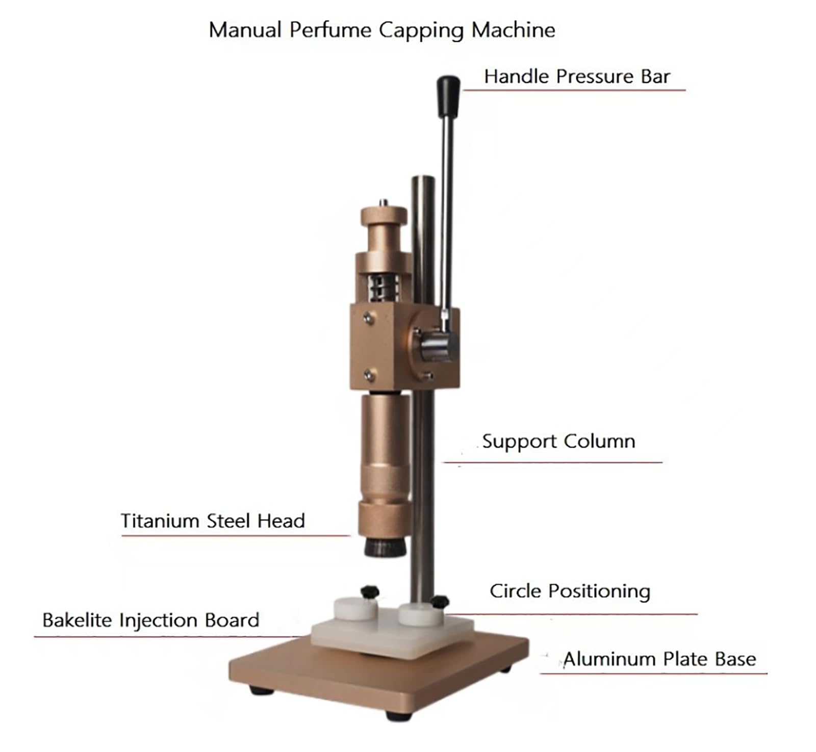 Máquina para prensar perfumes, máquina para tapar perfumes Manual, tapadora de Botellas Profesional de 13 mm/15 mm/18 mm/20 mm, Altura Ajustable, Conveniente y Flexible, para el hogar, Laboratorio,