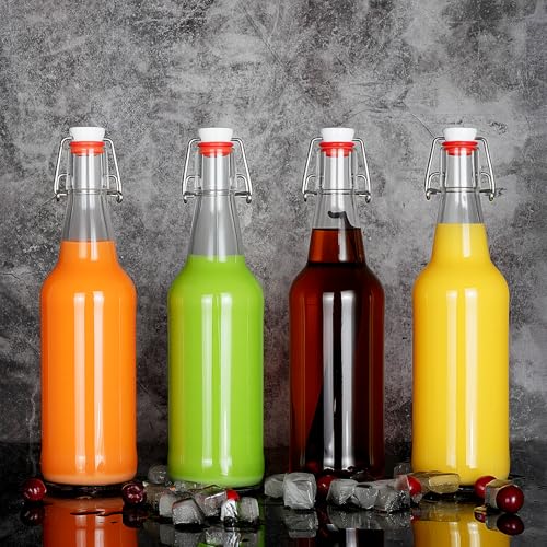 Image of YEBODA 16 oz Clear Swing Top Glass Bottles with Airtight Lids, 8 Pack
