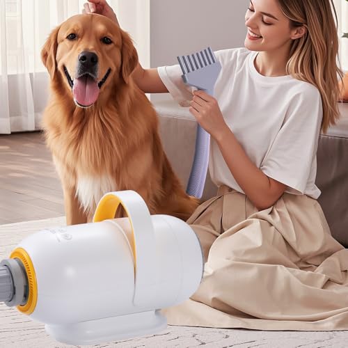 Hundefön Kanonen-Stil weiß 2400W Pet Dryer Hundetrockner Blower mit Einstellbarer Windgeschwindigkeit und Temperaturen,1-9 verschiedene Stärken von Umgebungsluft und Heißluft 35-60℃ #LYCSJDPWH-DE