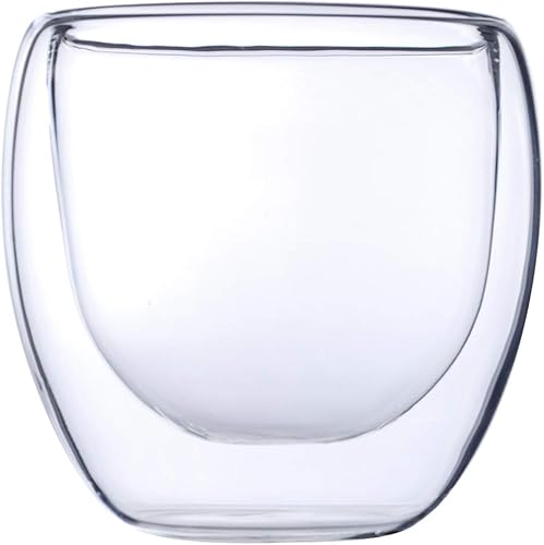 Tea Concept Taza de té de vidrio borosilicato doble pared 4 fl oz adecuado para té de hojas sueltas o té de flores (4 fl oz)