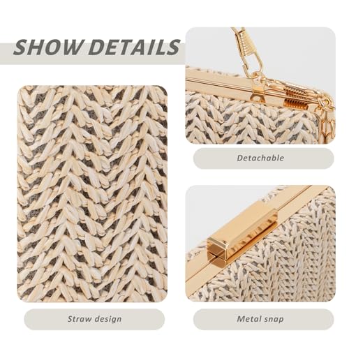 Image of GOKTOW Straw Clutch Purse Raffia Rattan Summer Woven Beach Handbags for Women Vacation Travel 2024