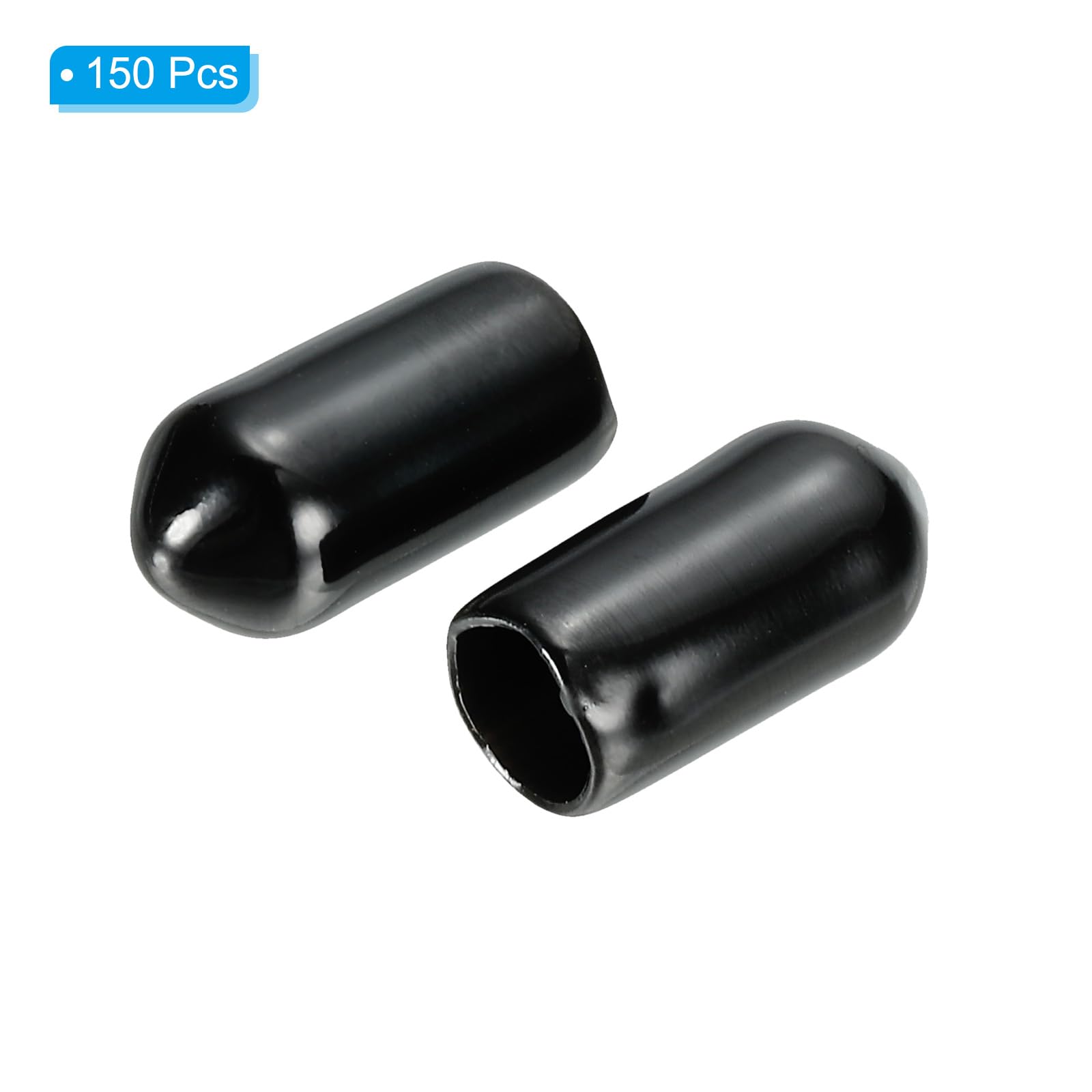 PATIKIL 6MM Vinyl Rubber End Caps, 150 Pack Flexible Bolt Screw Covers, Black - Image 3