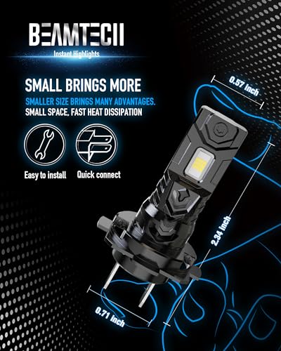 Image of BEAMTECH H7 Light Bulb, No Adapter Need High Speed Fan 6500K Xenon White H7 Bulbs or Fog Lights Pack of 2