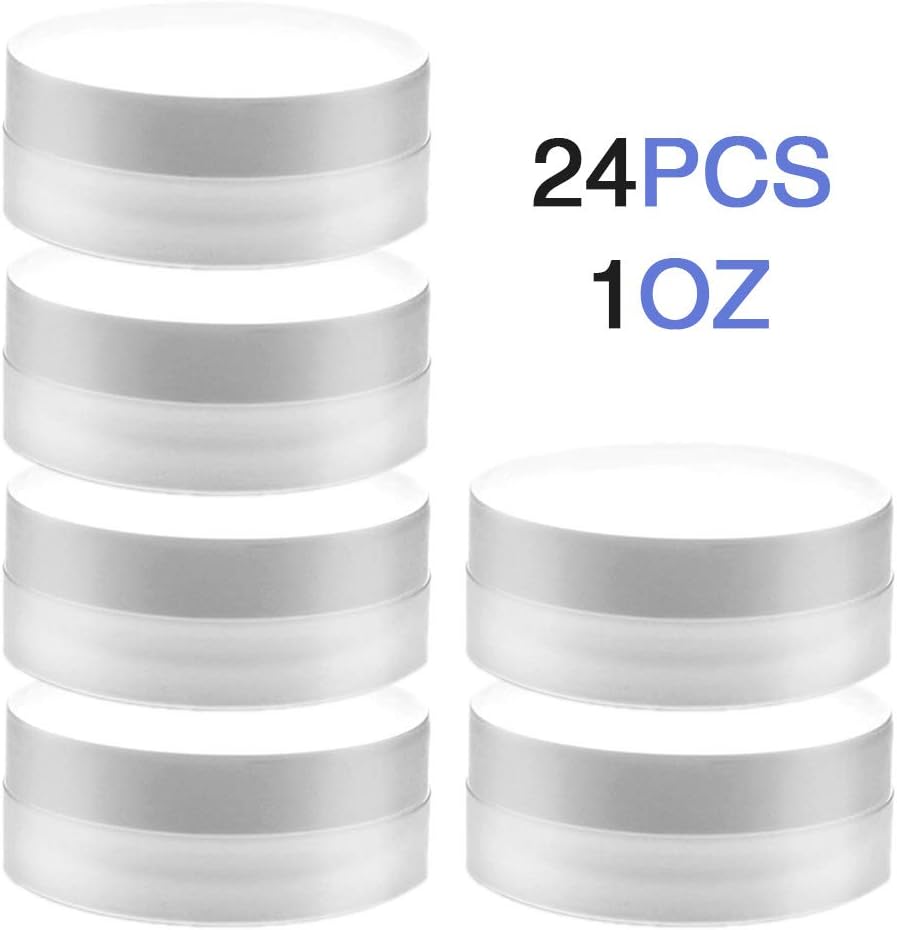 24 Pcs 30G/ML Round Clear Jars Empty Plastic Cosmetic Jars Containers Clear Storage Pots with Lids Portable Travel Bottle Pot Jars for Beauty Products,Travel Sample,DIY Slime Making or Others