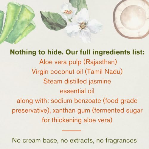 Image of The Nature Mill Aloe Vera Coconut Soothing Body Lotion Jasmine. All Natural, No Cream Base, Soothes & De-Tans Skin, Multi-Use: Body, Hand, Foot, Deo. Coconut Jasmine 100g