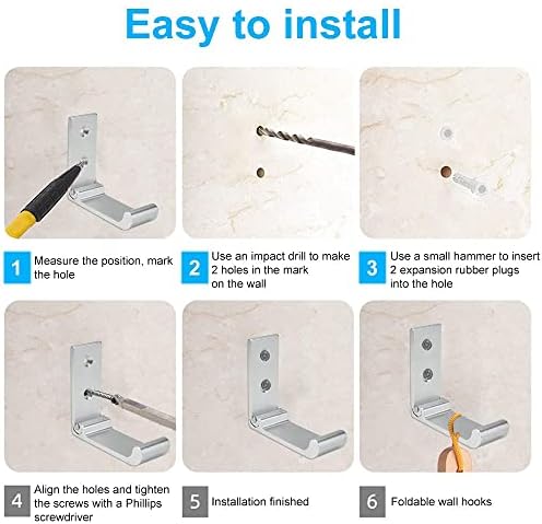 Favengo 3 Pcs Folding Coat Hooks Foldable Wall Hooks Wall Mounted Heavy Duty Aluminum Alloy Wall Hanger Headphone Holder Hooks Coat Hanger with Screws Holds up to 33lbs for Kitchen Bathroom Bedroom