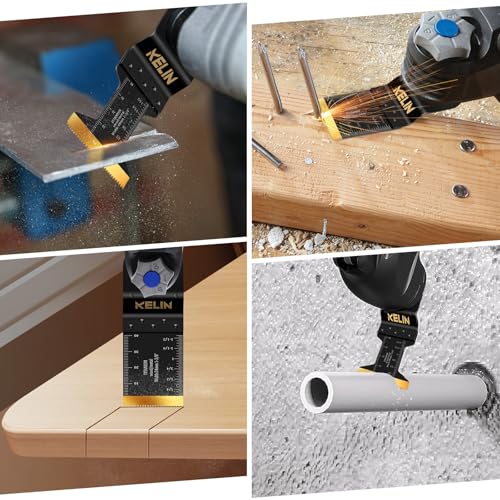 Image of KELIN 28PCS Titanium Multitool Blades Kit, 4 Sizes Oscillating Tool Saw Blades Set for Metal and Wood Detail Cutting, Fit Bosch Fein Milwaukee Ryobi Dewalt