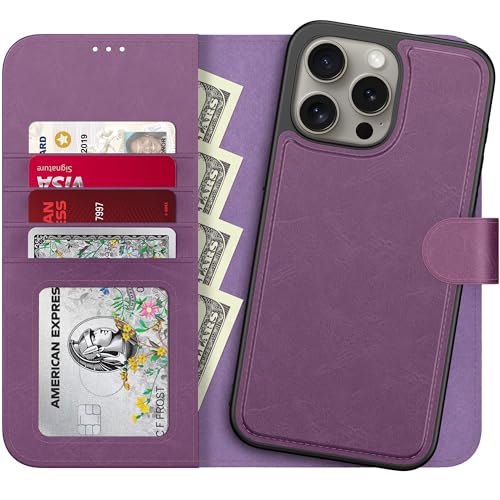 Étui portefeuille amovible iPhone 15 Pro LUMARKE en cuir