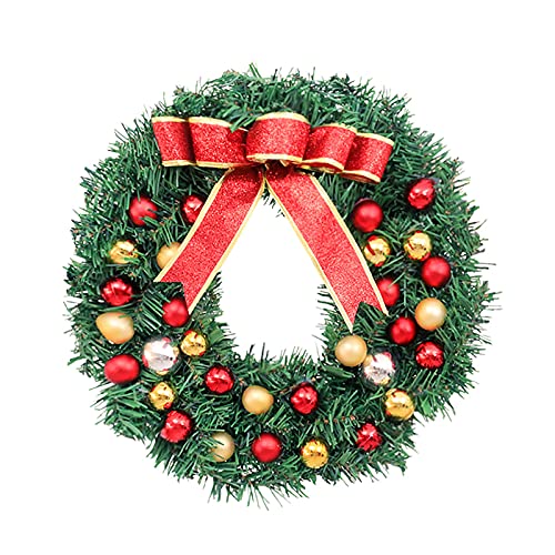 Couronne de Noël 30 cm en aiguilles de pin artificielles pour décoration de porte