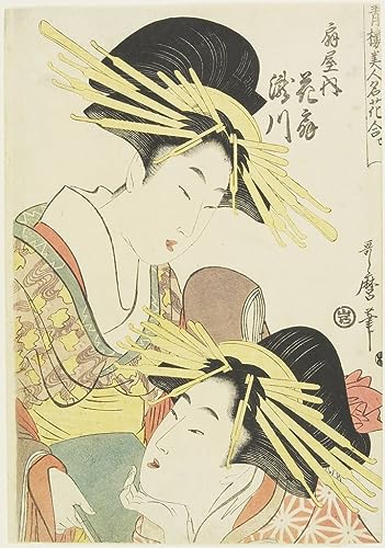 Lienzo Sankatsu y Hanshichi de Kitagawa Utamaro para Decoración de Pared de 60x90cm
