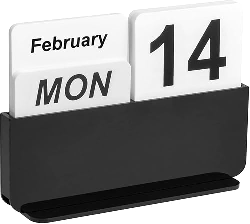 Calendario perpetuo acrílico, calendario de escritorio 2025-2030 con bloques decorativos abatibles para mes, fecha y día para oficina, escritorio,