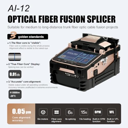 Image of SM&MM Automatic Intelligent Optical Fiber Fusion Splicer Welding Splicing Machine & Fiber Cleaver Kit (Ai-12)