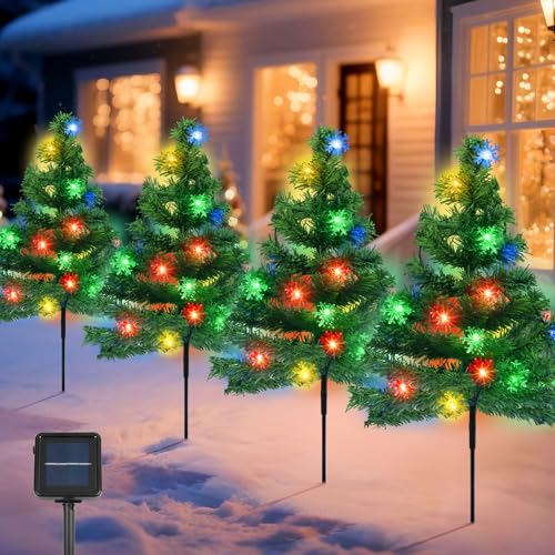 Qoosea Solar Weihnachtsbaum-Lichter für den Außenbereich[4er Pack]...