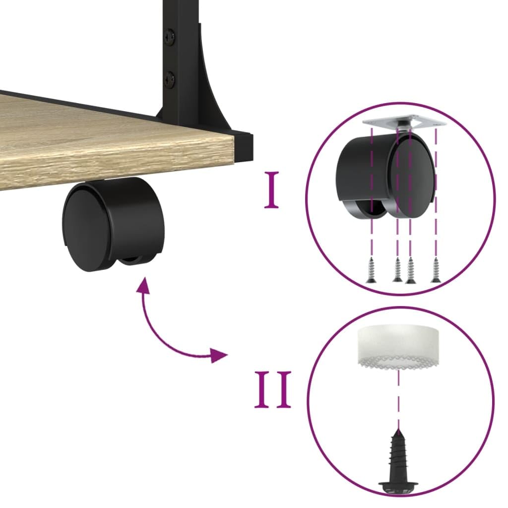 vidaXL Soporte de Impresora 3 Niveles Roble Sonoma 43x48x64 cm, Mesa de Impresora, Mesa de Impresora de computadora, Soporte de Impresora con Almacenamiento