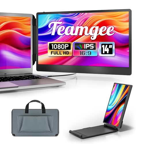 Image of Teamgee Laptop Screen Extender, 14 inch IPS 1080 FHD Portable Monitor with Built-in Speakers & Kickstand, Compatible with Mac Windows Android Dex Harmony, S1 Laptop Monitor Extender Fits 13 inch-17 inch Laptops