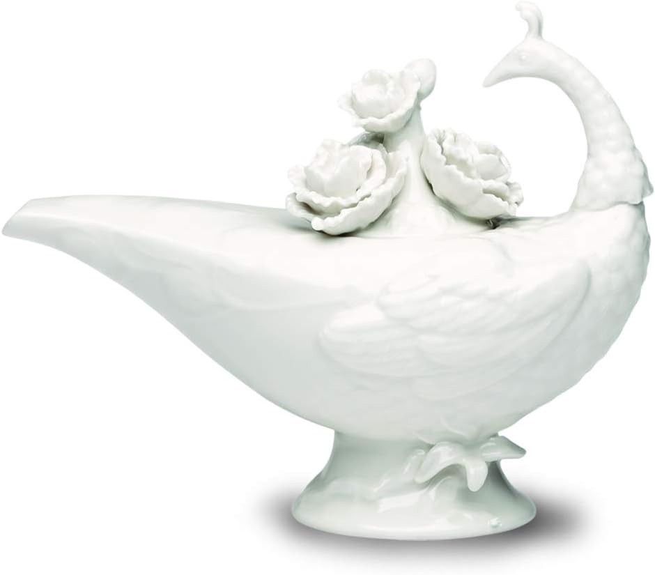 Cream Peacock Teapot, 48 oz.
