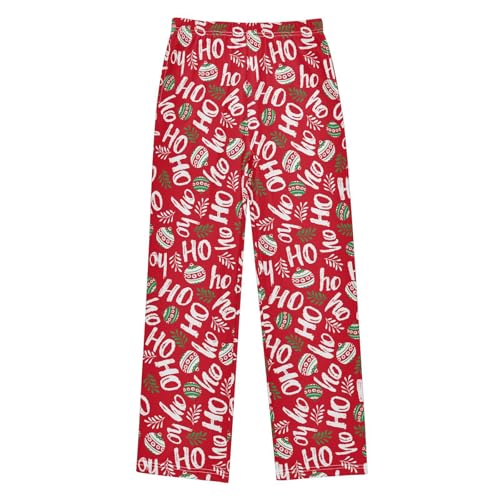 ZZKKO Christmas Ho Ho Ho Red Green Boys Pants for Kids Jogger Pants with Pockets S-XL