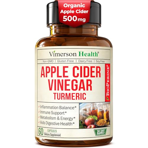 Organic Apple Cider Vinegar with Turmeric Curcumin Supplement & Ginger