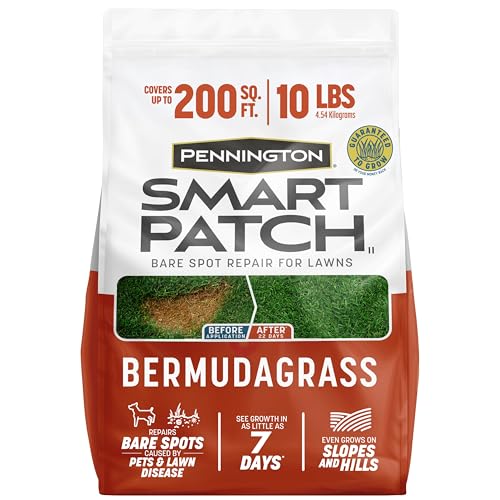 Pennington Smart Patch Bermuda Grass Seed, 10 lb, Bare Spot Repair with Mulch and Fertilizer