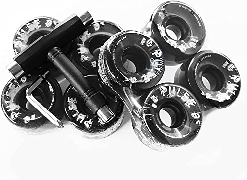 Atom Skates Outdoor Quad Roller Wheels / 8 Wheels Atom Pulse Lite 62x33 Black Bundle with Tool