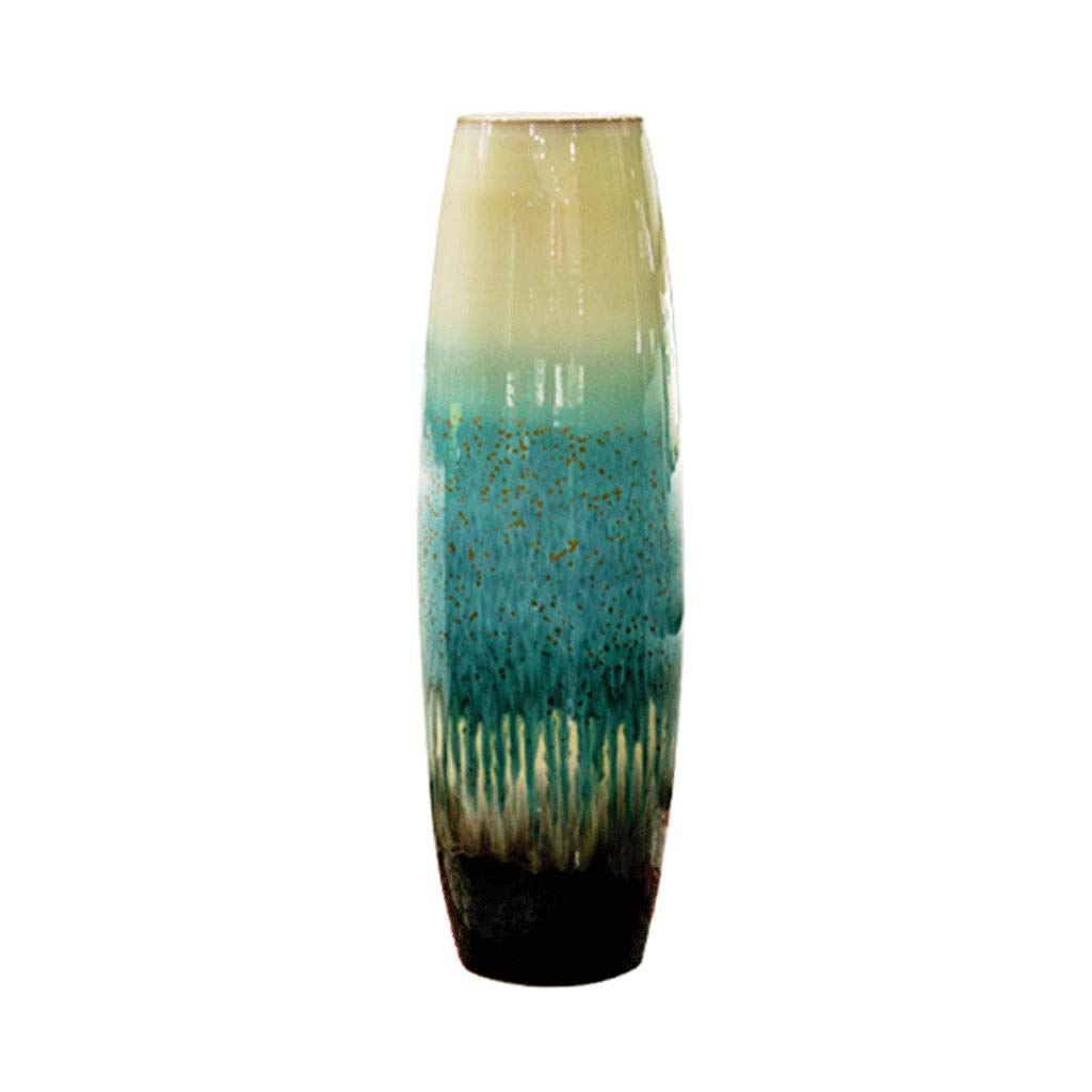 SnamicE Ceramic Retro Floor High Vase Home Art Gradient Blue Large Vase Living Room Flower Arrangement Porcelain Decoration Floor Dried Flower Vase for Use in Home Office,