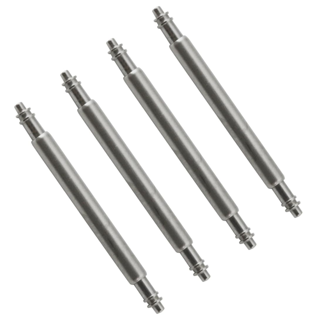 Buckle & Stitch Premium Spring Bar Pins - 4 Pack - 1.8mm Diameter - Stainless Steel - For Watch and Strap Repair, Silver, 24mm