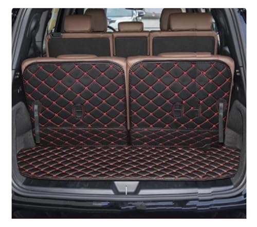 Tapis de coffre Mercedes GLB X247 2019-2025 sur mesure en similicuir noir et surpiqûres rouges
