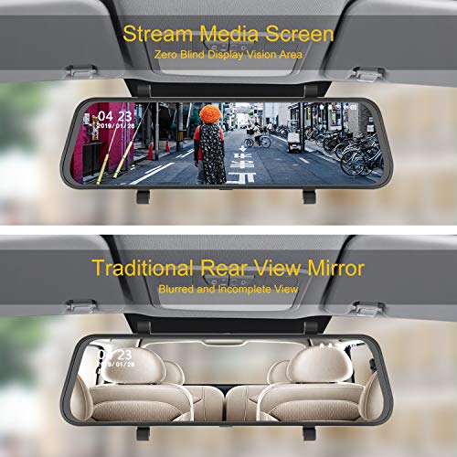 Mirror Dash Cam for Cars 10" 1080P Touch Screen Front and Rear View Mirror Backup Camera Dual Lens Dash Camera with Enhanced Night Vision G-Sensor Parking Monitor 32GB SD Card