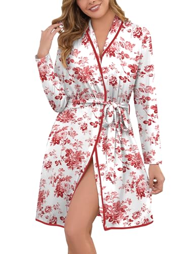 Image of Namatime Robes for Women Print Long Sleeve Kimono Bath Robe Lightweight House Coat Bathrobe Loungewear with Pockets