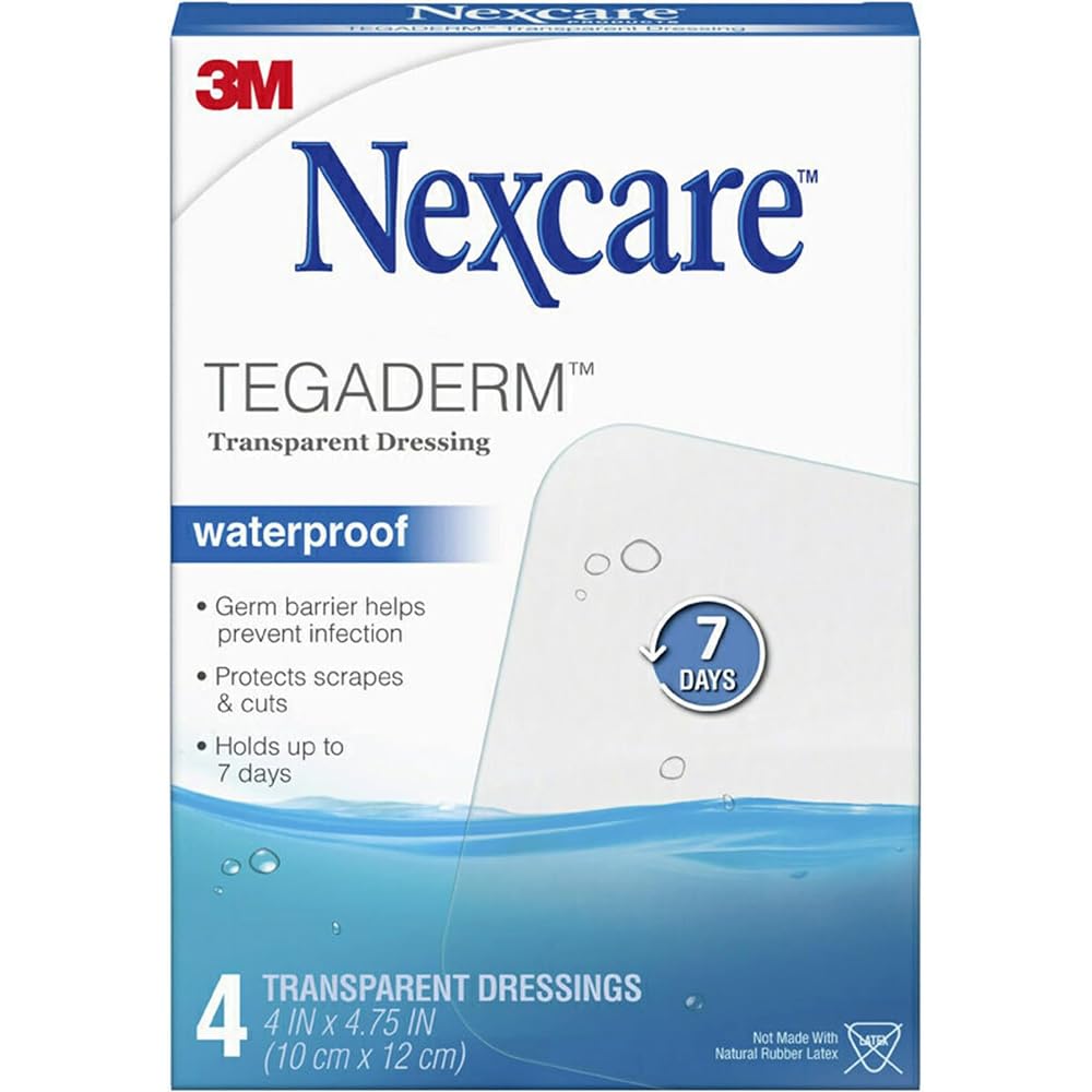 Nexcare Tegaderm Transparent Dressings 4 Inches X 4-3/4 Inches 4 Each (Pack of 2)