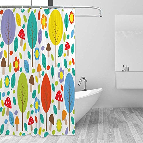 Rideau de douche en polyester de qualité supérieure motif forêt colorée