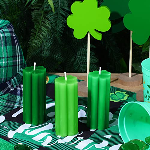 3 Pieces St. Patrick's Day Shamrock Candles Four Leaf Clover Candles Large Lucky Candles Holiday Gifts For St. Patrick's Day Festival Party Table Home Decor #TOP6