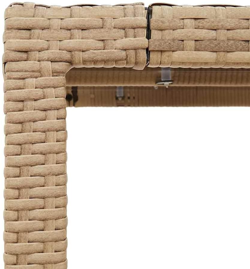 Garden Coffee Table Set of 4 Beige PE Rattan with Powder-Coated Steel Frame 35.4x35.4 Inch Square Outdoor Patio Furniture for Patio, Balcony, Terrace Dining and Relaxing