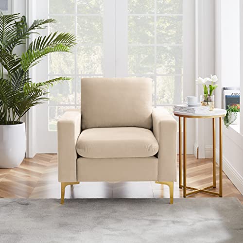 Hbaid Velvet Accent Chair, Sofa Chairs Comfy Single Sofa High-Back Club Armchair For Bedroom Reading Mid-Century Modern Living Room Chair #TOP3
