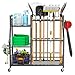 WALMANN Garden Tool Organizer with Wheels for Garage, Large Storage Capacity, Rakes/Shovels/Yard Tools Storage Stand for Shed, Garden, Indoor/Outdoor Long-Handled Tools Rolling Cart