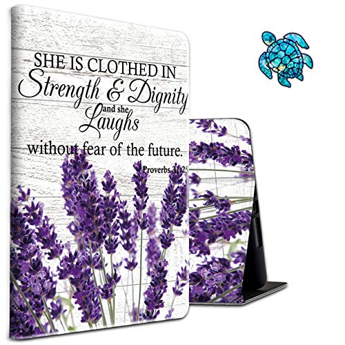 Case for All-New Kindle Paperwhite 10th Generation 2018 Slim Shockproof Purple Lavender Protective Cover with A Cute Turtle Sticker for Kids Teens