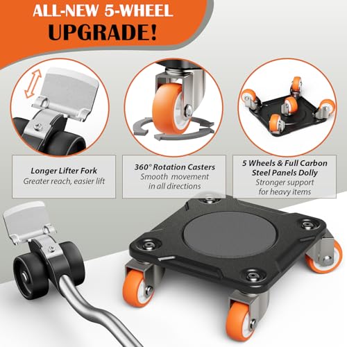 ONEON Möbel transportroller Plus, aufgerüstet auf Vollstahlpaneele, verstärktes Rippen-Design, erhöhte Tragfähigkeit, langlebig, mit Möbel Heber, leichtes Heben Schwerer Lasten