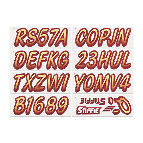 Image of STIFFIE Whipline Tan /Burgundy 3 inch Boat & PWC Registration Decals • Numbers Letters Stickers