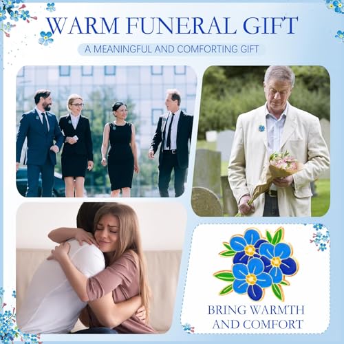 Image of Funeral Favors for Guest Memorial Pins Celebration of Life Decorations Lapel Pin Brooches Poem Cards White Organza Bags Gift Bag for Who Loss Loved One