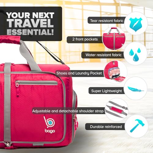 Bago Travel Bundle: 4 Pcs Packing Cubes (Pink) & 40L Duffel Bag (Pink) Set - Organize and Carry with Ease2