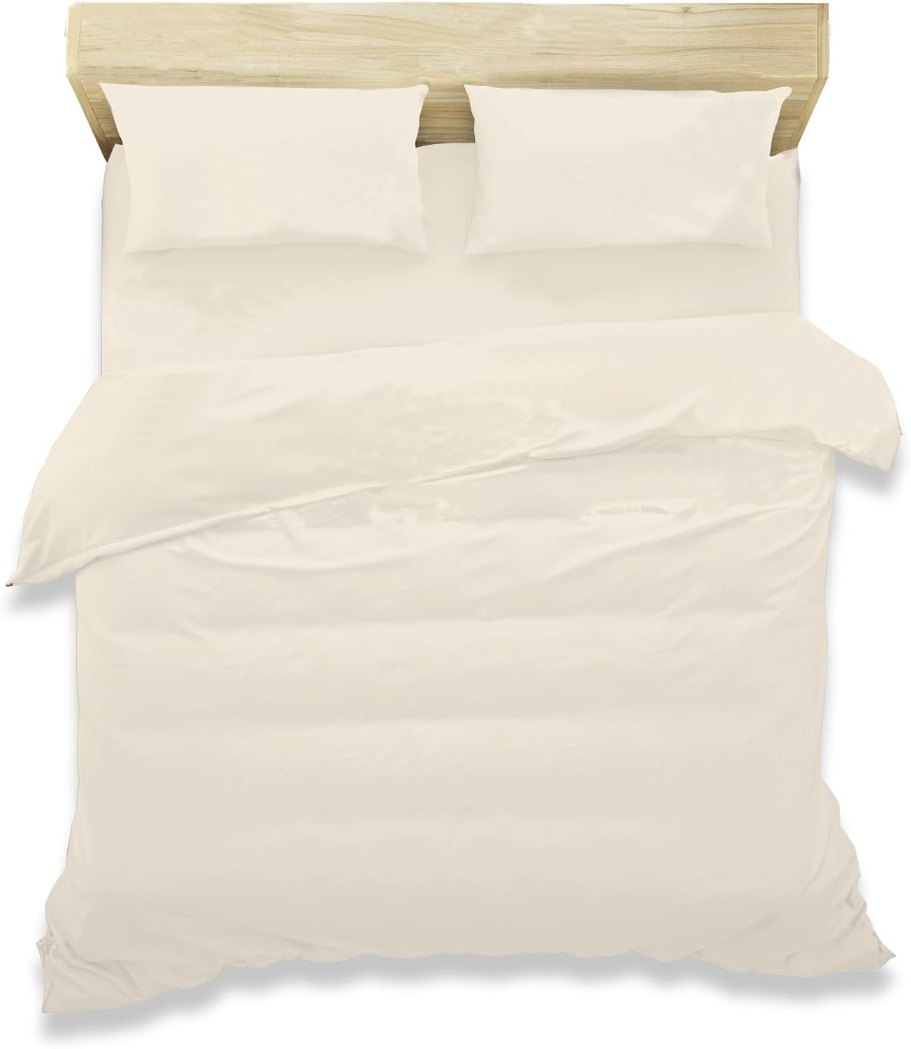 KOHSAR Cream Easy Care Double Duvet Covers Set Quilt Cover Poly Cotton