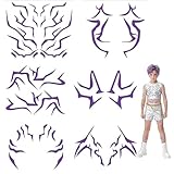 RhiVrillion Dämonen Tattoo, 6PCS Anime Zubehör Demon Tattoo Sticker, Temporäre Körpertattoos, Anime Verkleiden Prop, Kinderrollenspiele Kostüm Accessoires für Halloween Karneval Fasching Dress-up