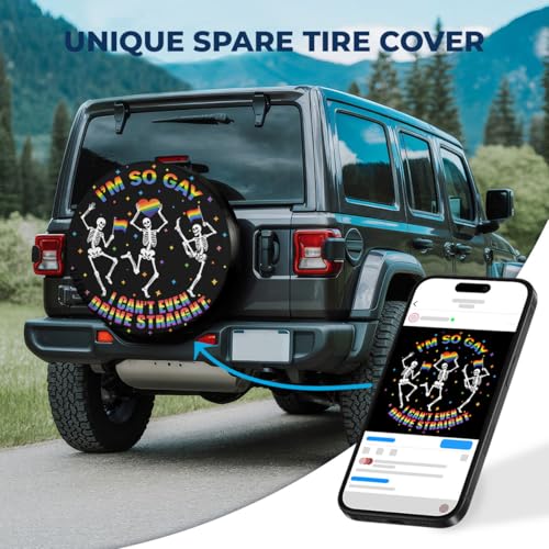 Image of GENANY Skeleton Skull Father's Day PVC Spare Tire Cover for RV Trailer, Waterproof, Size 15 Fits 27-29 Inch