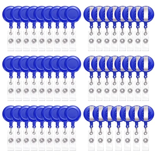 Enrouleur de badge rétractable à pince crocodile rotative PATIKIL bleu anti-torsion x50