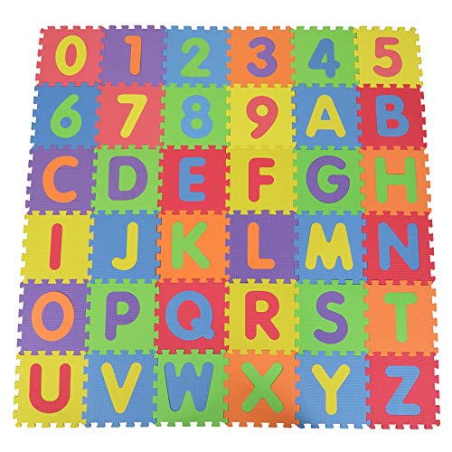 Suwimut 36 Pieces Kids Foam Puzzle Floor Play Mat, 12X12 Inch (36 Sq.feet Coverage) Extra Large Interlocking Alphabet And Numbers Eva Foam Puzzle Playmat Tiles For Crawling Baby, Infant, Toddlers #TOP2