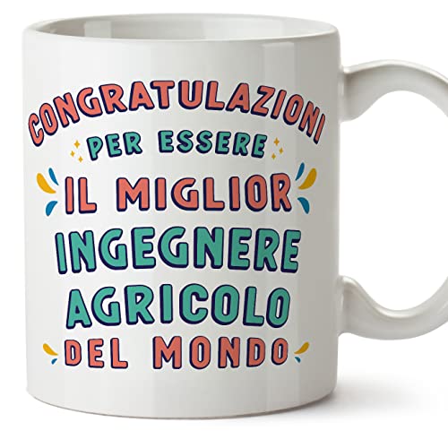 MUGFFINS Tazas para INGENIERO AGRÓNOMO hombre - En Italiano - Congratulazioni per essere il miglior - 11 oz / 330 ml - Regalo original y divertido