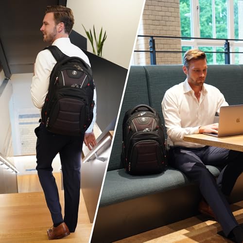 Image of Swissdigital Design Men's Laptop Backpack for Women, Large Capacity Business Travel Bag Black /Brown | J14-32