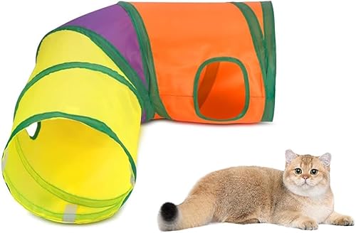 Miniatura 3 de Túnel para gatos con bola de juego, juguete interactivo de tubo de juguetes para gatos Peek-a-Boo, cubo colorido Forma de cubo arco iris,L forma