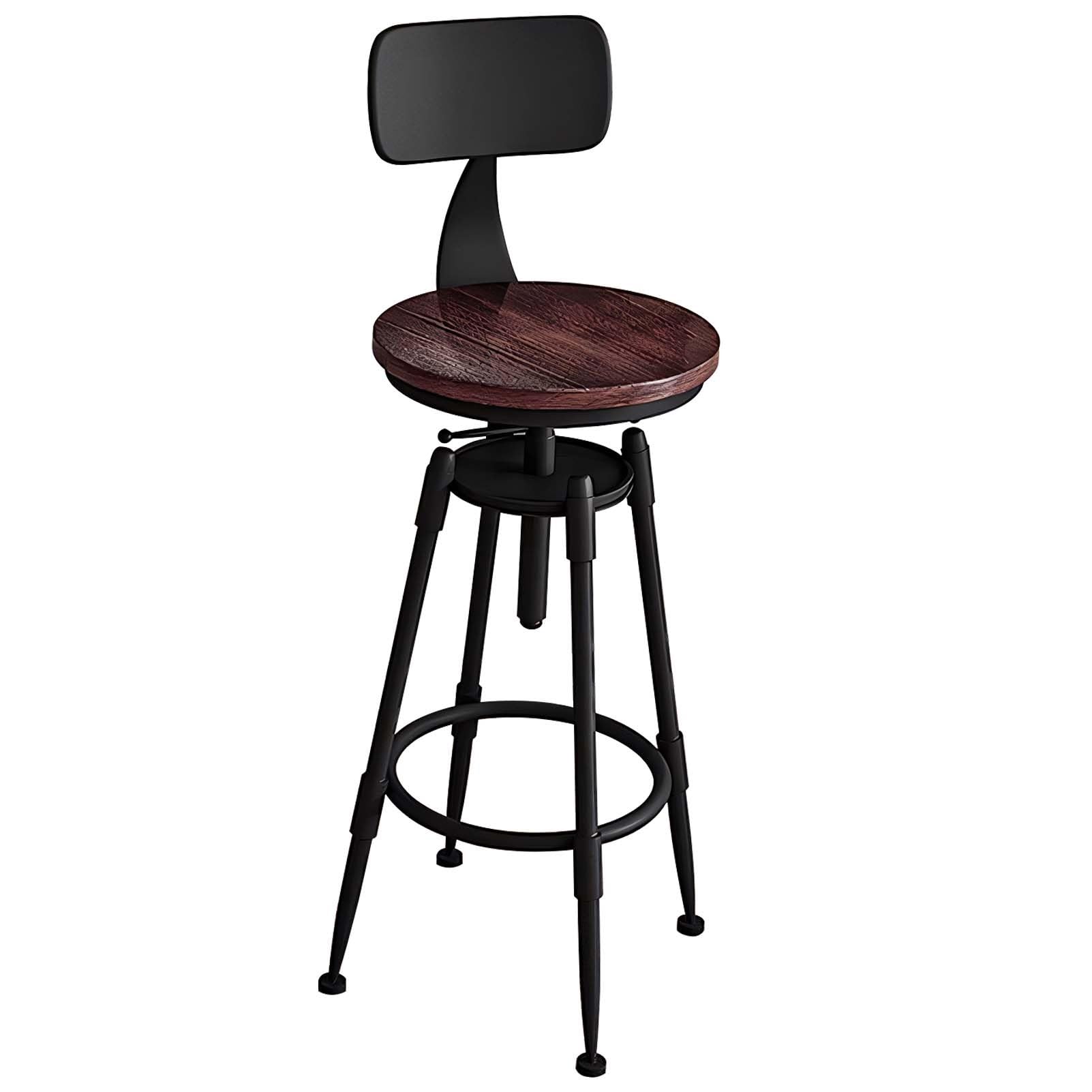 Tabourets de bar pivotants haut de gamme avec dossier ergonomique et piétement en métal noir