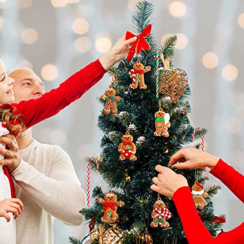 36 Pieces Gingerbread Man Christmas Ornament Gingerbread Hanging Christmas Decorations Hanging Christmas Tree Decorations And 12 Pieces Christmas Candy Canes Candy Christmas Tree Ornament For Xmas #TOP1